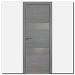 Дверь 34ZN Грувд Серый, стекло серебро матлак, кромка алюминиевая матовая с 4х сторон