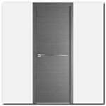 Дверь 12ZN Грувд серый, вертикальное направление структуры, вставка: алюминиевый молдинг