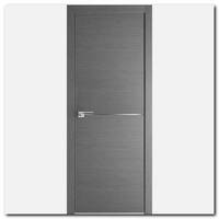 Дверь 12ZN Грувд серый, вертикальное направление структуры, вставка: алюминиевый молдинг