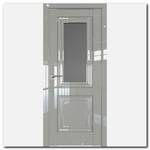 Дверь 28L Галька Люкс, стекло графит, молдинг серебро