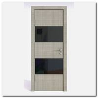 Дверь 508 Серый дуб с черным стеклом