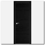 Дверь 20ZN Дарк Браун, стекло черный лак, кромка алюминиевая матовая с 4х сторон