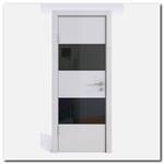 Дверь 508 Белый глянец с черным стеклом