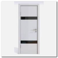 Дверь 502 Белый глянец с черным стеклом