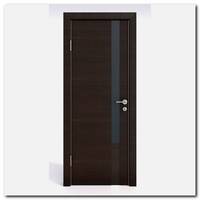 Дверь 507 Венге поперечный с черным стеклом