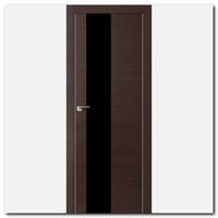 Дверь 5Z Венге Кроскут ст. черный лак, матовая алюминиевая кромка с 4х сторон