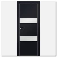 Дверь 34Е Черный матовый, стекло белый лак, кромка матовая с 4х ст.