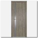 Дверь 6ZN Каштан темный, стекло серебряный лак, кромка алюминиевая матовая с 4х сторон