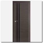 Дверь 19Z Грей Кроскут ст. черный глянец, кромка хром с 2х сторон