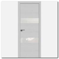 Дверь 34ZN Монблан, стекло белый лак, кромка алюминиевая матовая с 4х сторон