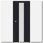 Дверь 25Е Черный матовый, стекло белый лак, кромка матовая с 4х ст.