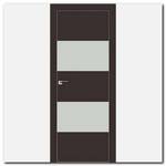 Дверь 10Е Темно-коричневый матовый, стекло белый лак, кромка матовая с 4х ст.