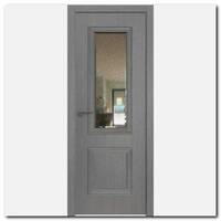 Дверь 53ZN Грувд серый, вертикальное направление структуры, ст. зеркало патина