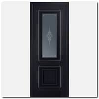 Дверь 28U Черный матовый серебро стекло графит