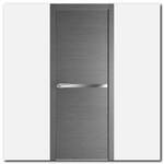Дверь 11ZN Грувд серый, горизонтальное направление структуры, вставка: алюминиевый молдинг