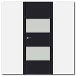 Дверь 10Е Черный матовый, стекло белый лак, кромка матовая с 4х ст.