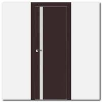 Дверь 6Е Темно-коричневый матовый, стекло белый лак, кромка матовая с 4х ст.