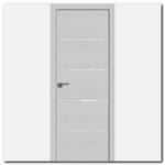Дверь 20ZN Монблан, стекло белый лак, кромка алюминиевая матовая с 4х сторон