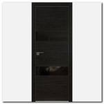 Дверь 34ZN Дарк Браун, стекло черный лак, кромка алюминиевая матовая с 4х сторон