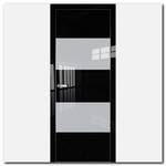 Дверь 10VG Черный глянец, стекло белый лак, кромка хром с 4х сторон